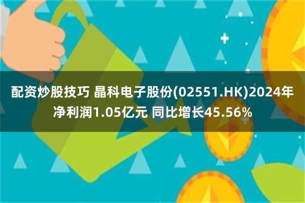 配资炒股技巧 晶科电子股份(02551.HK)2024年净利润1.05亿元 同比增长45.56%